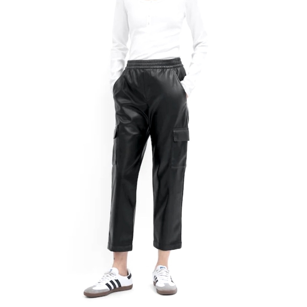 NWOT! GAP Black Vegan Leather Cropped Cargo Pant